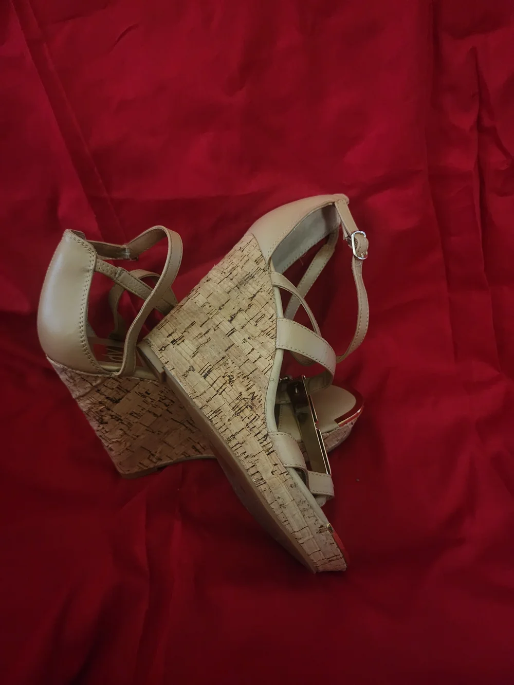 DV Dolce Vita Beige Cork Wedge Sandals - Women